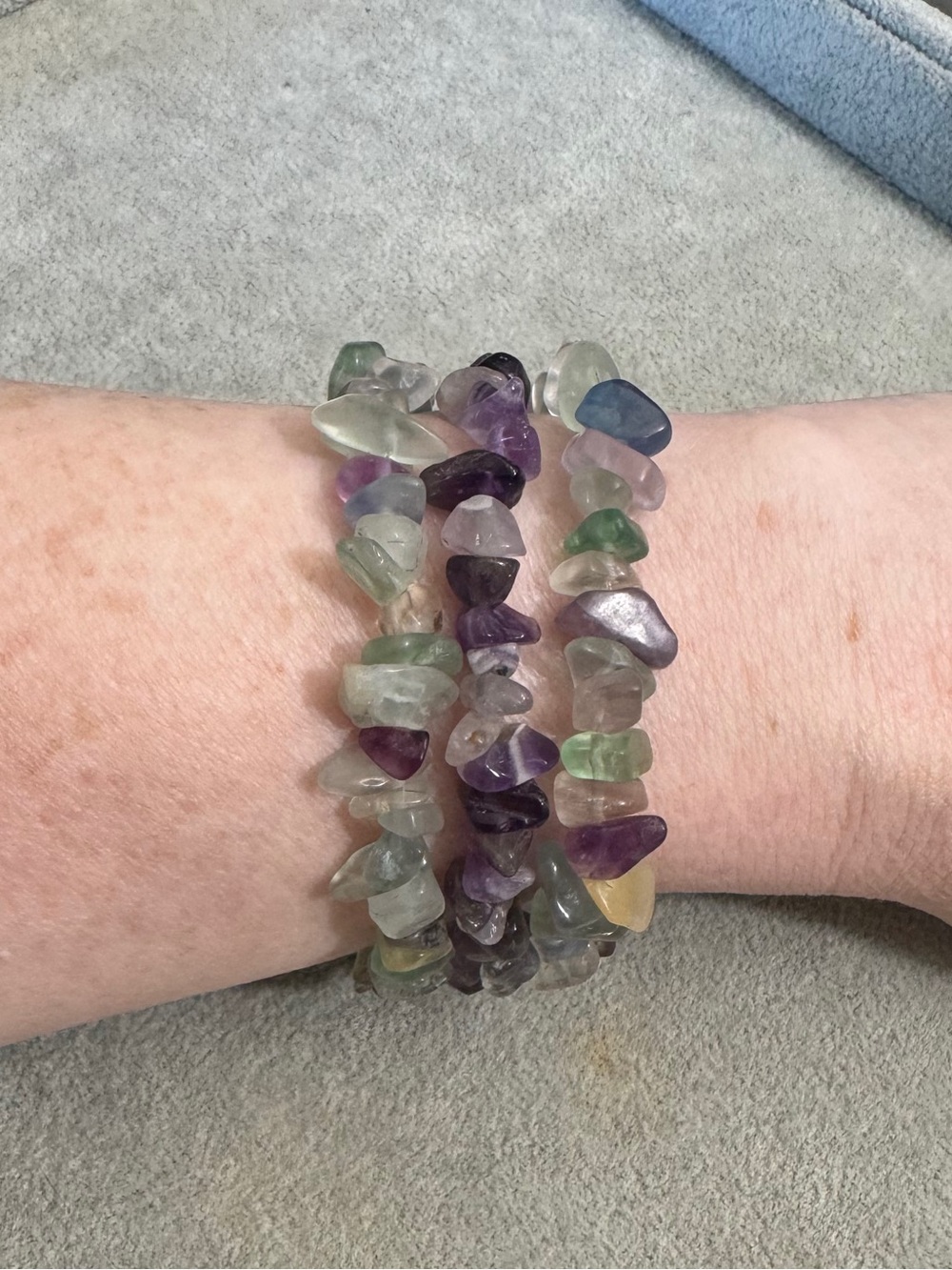 Hand Crafted Natural Gemstone Chip Stacking Bracelets - Picture 5 of 15